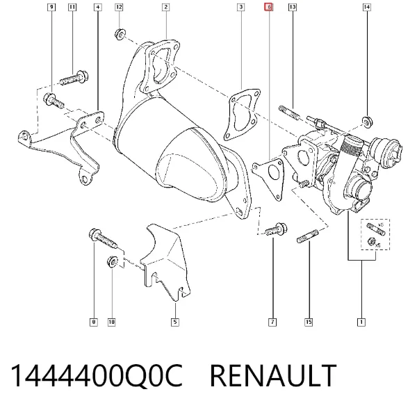 Vedante de turbina dos gases de escape, escape 1444400Q0C Renault (RVI)