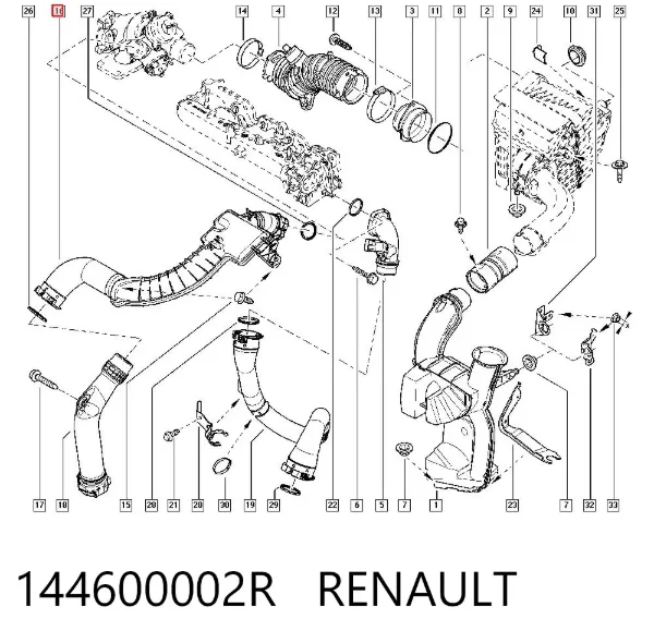 Mangueira (cano derivado) de intercooler 144600002R Renault (RVI)