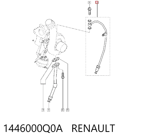 Tubo (mangueira) de fornecimento de óleo de turbina 1446000Q0A Renault (RVI)