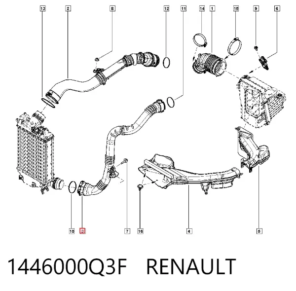 Mangueira (cano derivado) de intercooler 1446000Q3F Renault (RVI)