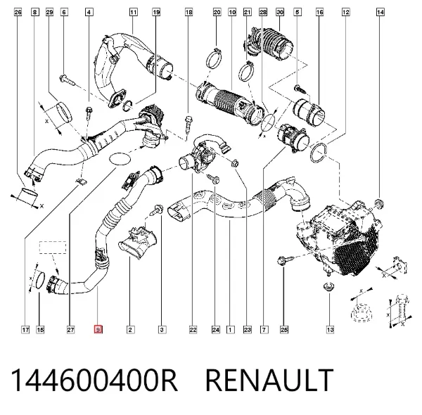 Mangueira (cano derivado) de intercooler 144600400R Renault (RVI)