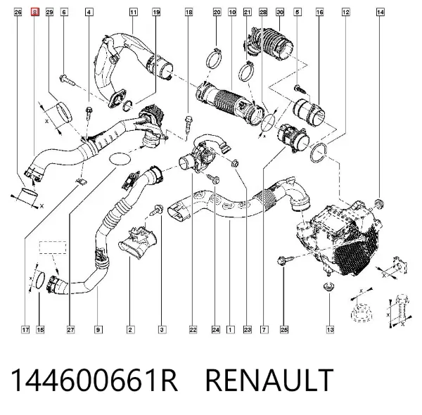 Mangueira (cano derivado) de intercooler 144600661R Renault (RVI)