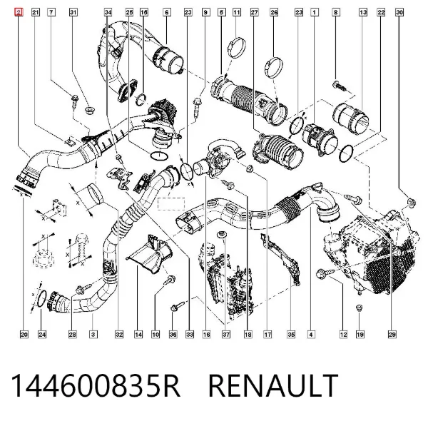 Mangueira (cano derivado) de intercooler 144600835R Renault (RVI)