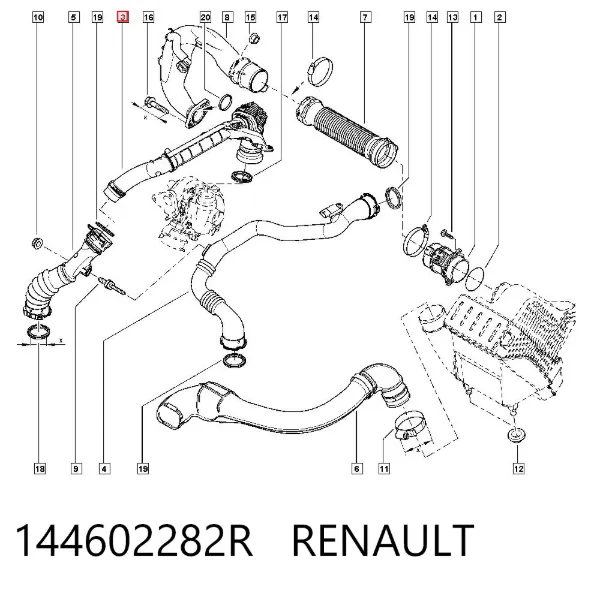 Mangueira (cano derivado) de intercooler 144602282R Renault (RVI)