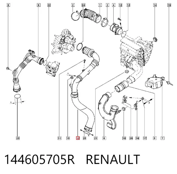 Mangueira (cano derivado) de intercooler 144605705R Renault (RVI)