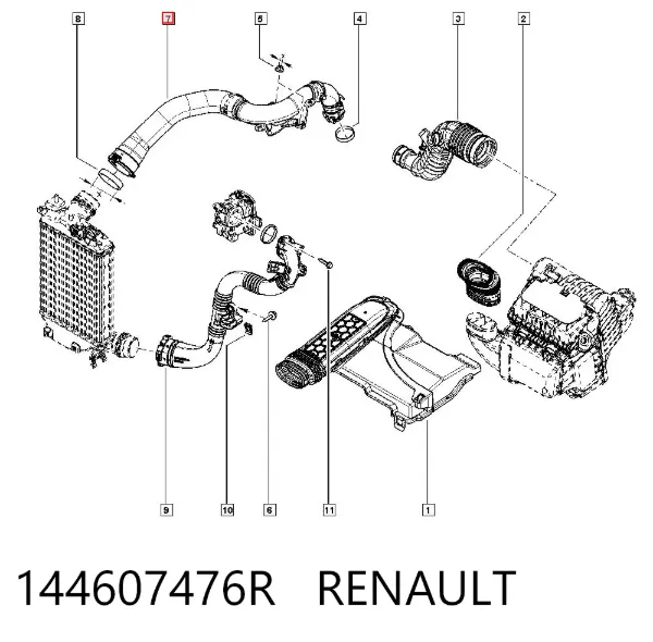 Mangueira (cano derivado) de intercooler 144607476R Renault (RVI)