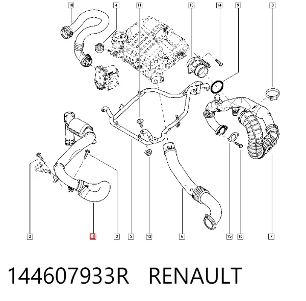 Mangueira (cano derivado) de intercooler 144607933R Renault (RVI)