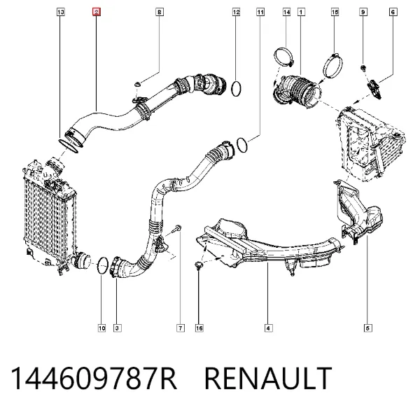 Mangueira (cano derivado) de intercooler 144609787R Renault (RVI)