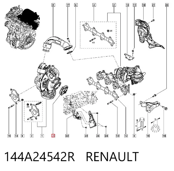 Braçadeira de fixação de catalisador para a turbina 144A24542R Renault (RVI)
