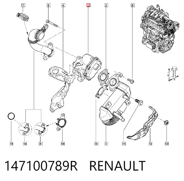Válvula EGR de recirculação dos gases 147100789R Renault (RVI)