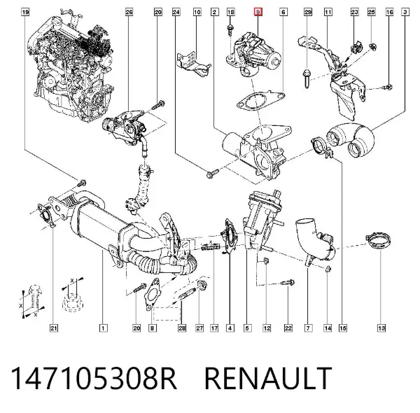 Válvula EGR de recirculação dos gases 147105308R Renault (RVI)