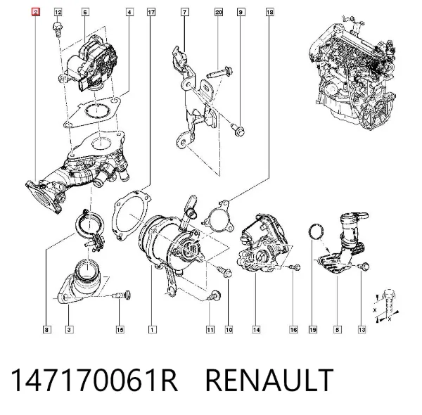 Caixa (câmara) de válvula EGR 147170061R Renault (RVI)