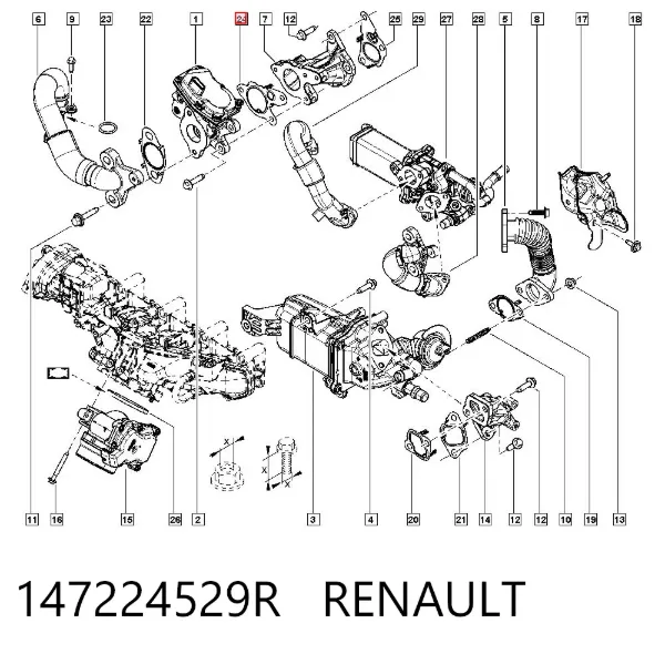 Vedante de válvula EGR de recirculação 147224529R Renault (RVI)