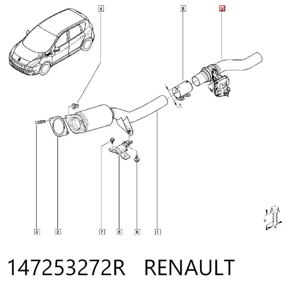 Comporta do sistema de escape 147253272R Renault (RVI)