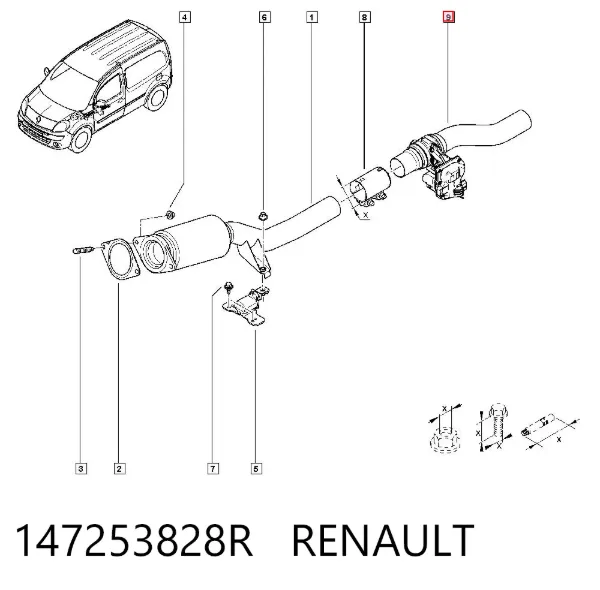 Comporta do sistema de escape 147253828R Renault (RVI)