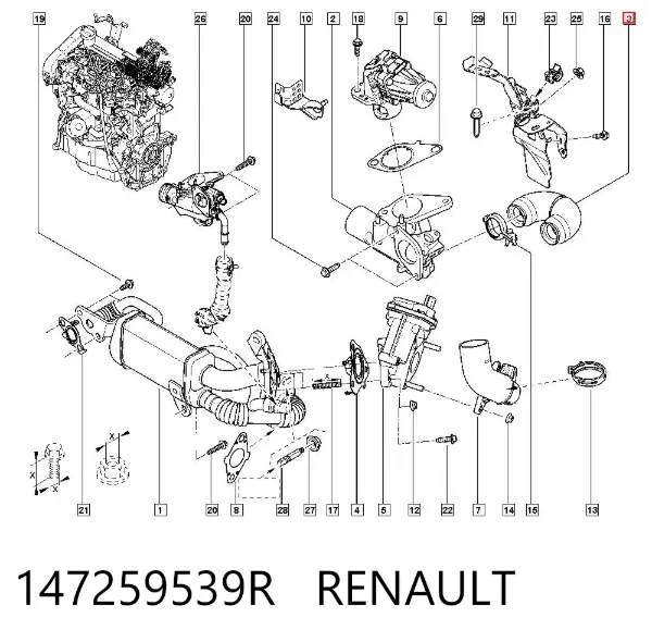 Cano derivado do sistema de recirculação dos gases de escape EGR 147259539R Renault (RVI)
