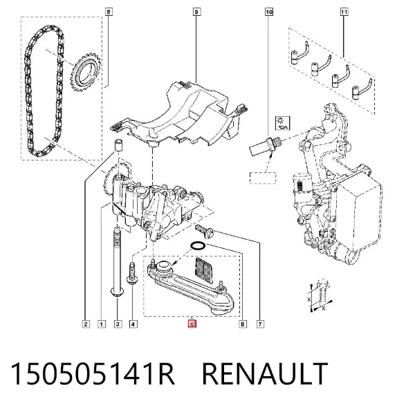 Receptor de óleo (coletor de óleo) Renault Trafic II
