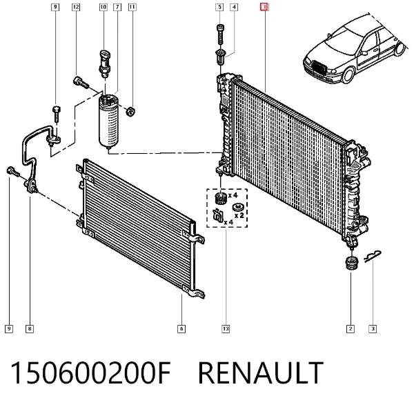 Radiador de esfriamento de motor 150600200F Renault (RVI)
