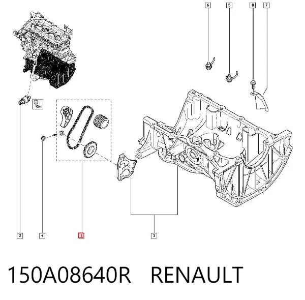 Cadeia de bomba de óleo, kit 150A08640R Renault (RVI)