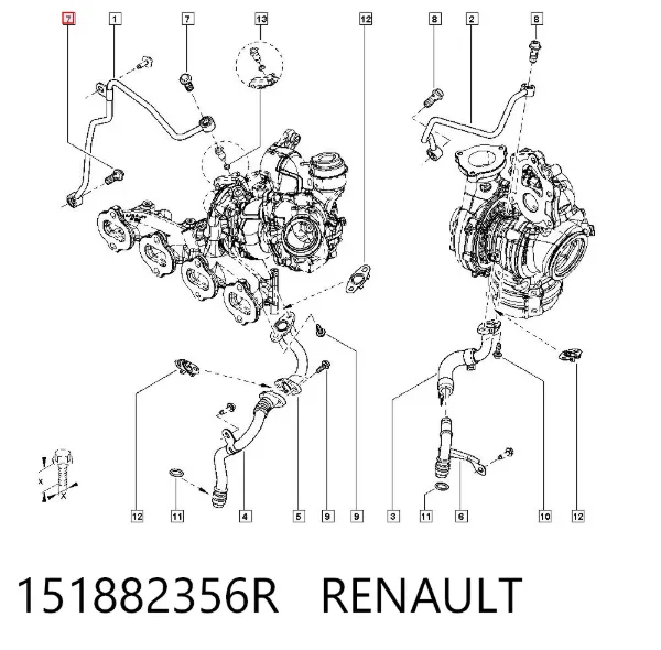 Parafuso de tubo de turbina de fornecimento de óleo 151882356R Renault (RVI)