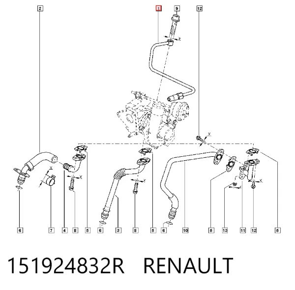 Tubo (mangueira) de fornecimento de óleo de turbina 151924832R Renault (RVI)