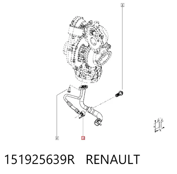 Tubo (mangueira) de fornecimento de óleo de turbina 151925639R Renault (RVI)