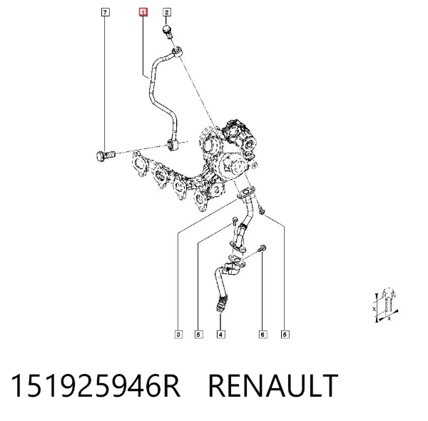 Tubo (mangueira) de fornecimento de óleo de turbina 151925946R Renault (RVI)
