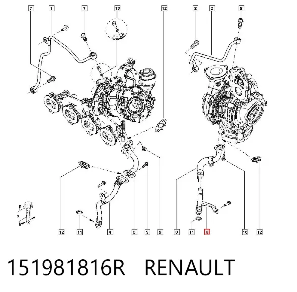 Tubo (mangueira) de derivação de óleo de turbina 151981816R Renault (RVI)