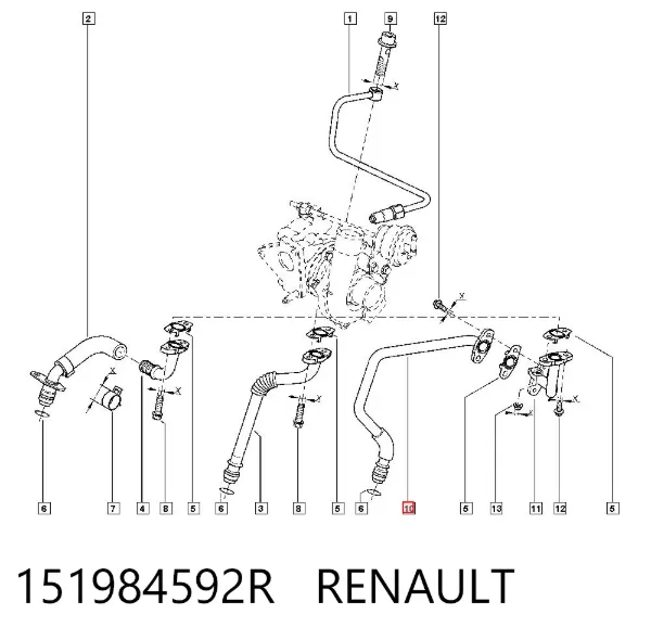 Tubo (mangueira) de derivação de óleo de turbina 151984592R Renault (RVI)