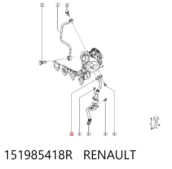 Tubo (mangueira) de derivação de óleo de turbina 151985418R Renault (RVI)