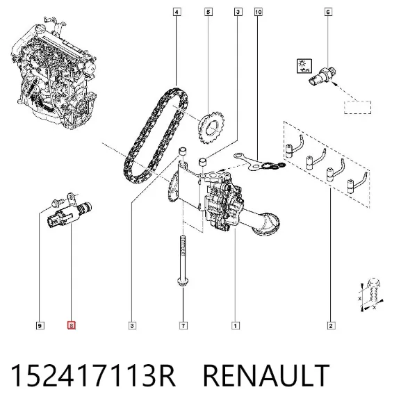 Válvula de regulação de pressão de óleo 152417113R Renault (RVI)