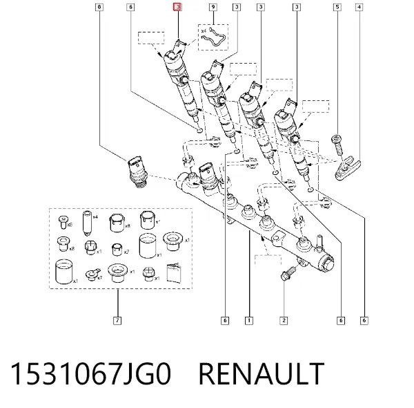 Injetor de injeção de combustível 1531067JG0 Renault (RVI)