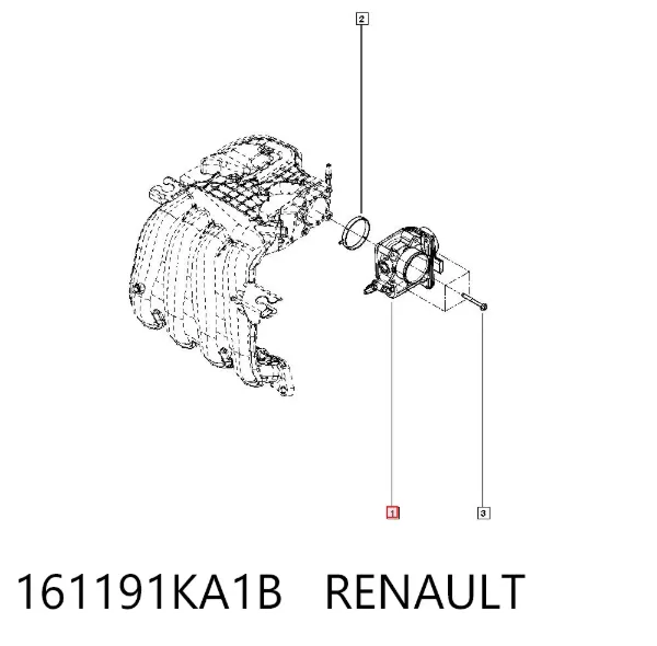 Válvula de borboleta montada 161191KA1B Renault (RVI)