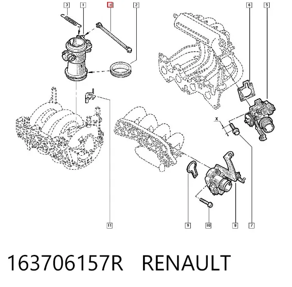 Barra de comporta de ar de tubo coletor de admissão 163706157R Renault (RVI)