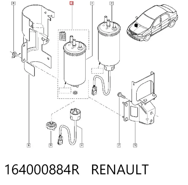Filtro de combustível 164000884R Renault (RVI)