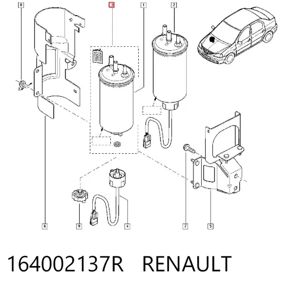 Filtro de combustível 164002137R Renault (RVI)