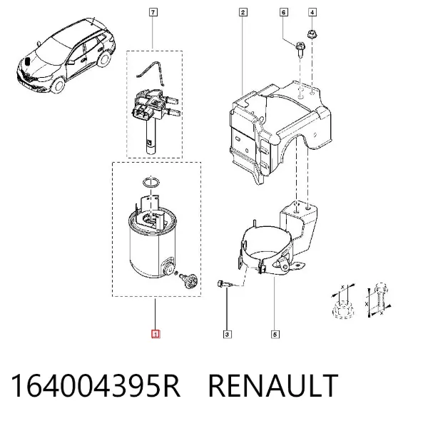 Filtro de combustível 164004395R Renault (RVI)