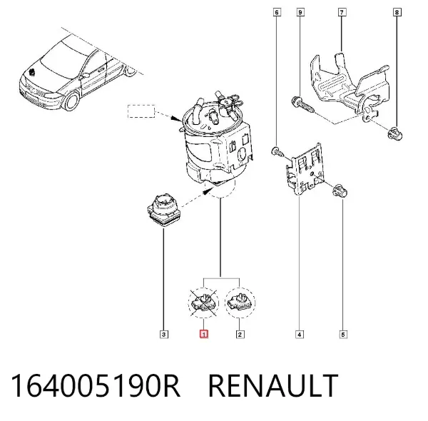 Filtro de combustível 164005190R Renault (RVI)