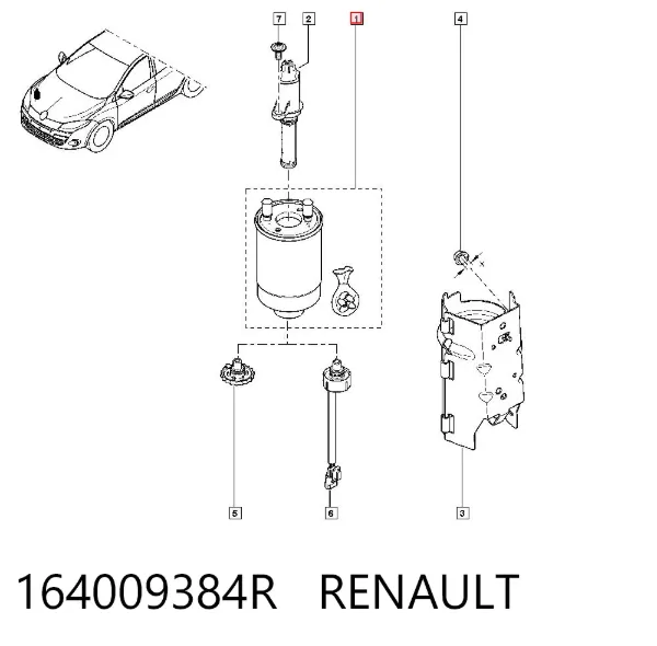 Filtro de combustível 164009384R Renault (RVI)