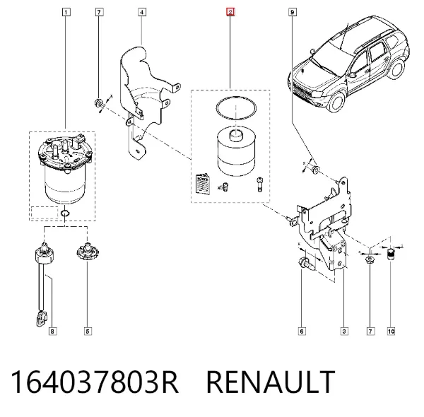 Filtro de combustível 164037803R Renault (RVI)