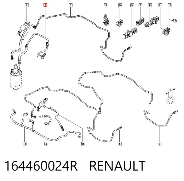 Tubo de combustível de retorno desde a Bomba de Combustível de Pressão Alta até o filtro 164460024R Renault (RVI)