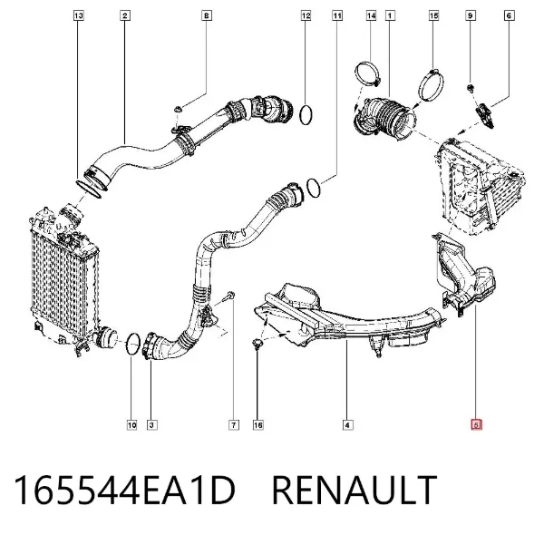 Tomada de ar de filtro de ar 165544EA1D Renault (RVI)