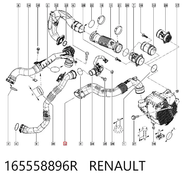 Cano derivado de ar, entrada de filtro de ar 165558896R Renault (RVI)