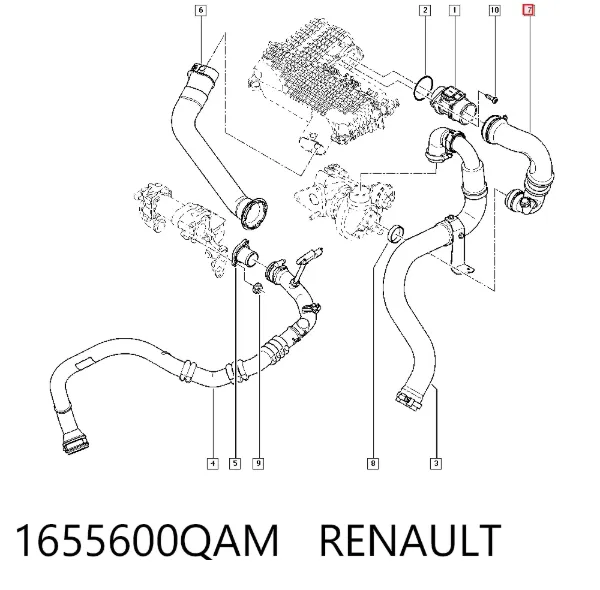 Cano derivado de ar, entrada na turbina (supercompressão) 1655600QAM Renault (RVI)