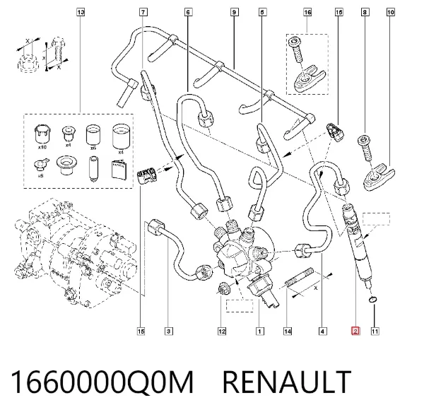Injetor de injeção de combustível 1660000Q0M Renault (RVI)