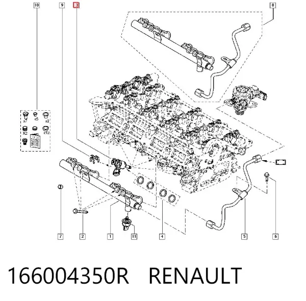 Injetor de injeção de combustível 166004350R Renault (RVI)