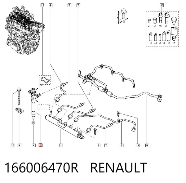 Injetor de injeção de combustível 166006470R Renault (RVI)