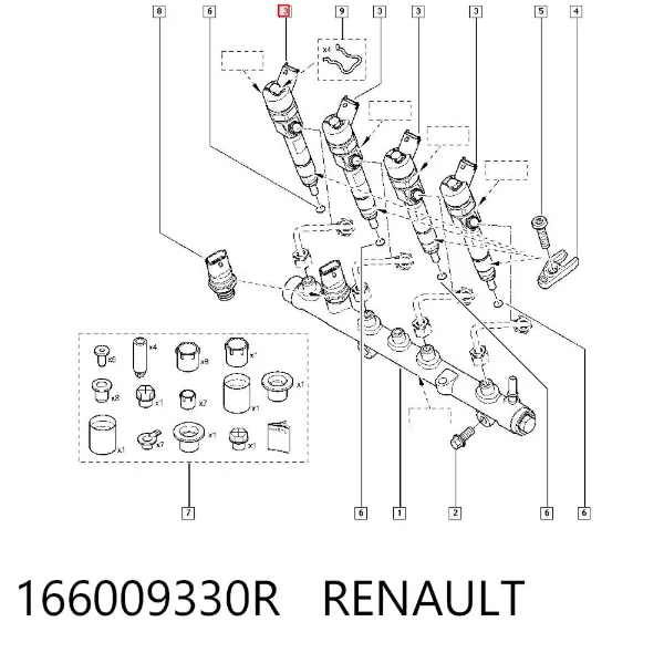 Injetor de injeção de combustível 166009330R Renault (RVI)