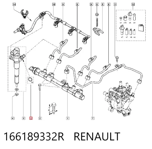 Anel (arruela) do injetor de ajuste 166189332R Renault (RVI)