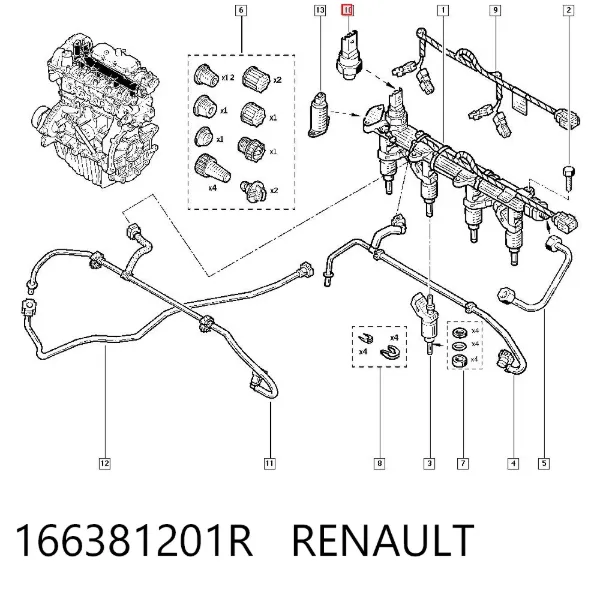 Sensor de pressão de combustível 166381201R Renault (RVI)